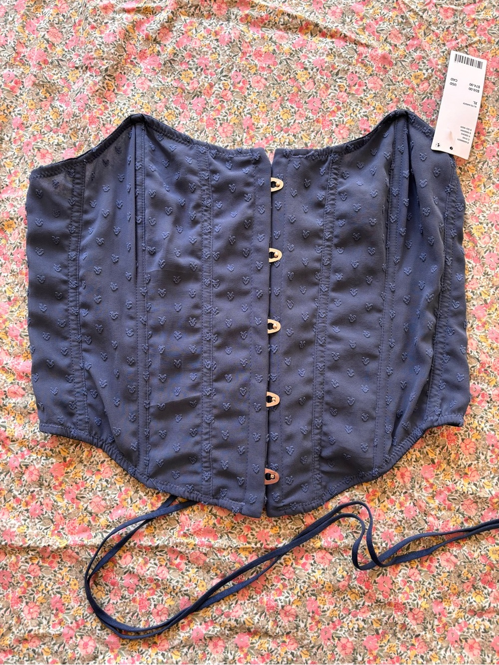 Urban outfitters Womens Blue Textured Corset Top